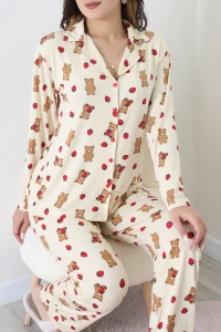 Milan Düğmeli Pijama Takımı Çilekayı - 7511.1287.