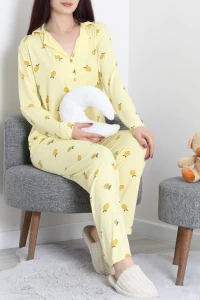 Milan Düğmeli Pijama Takımı Sarılimon - 7511.1287.