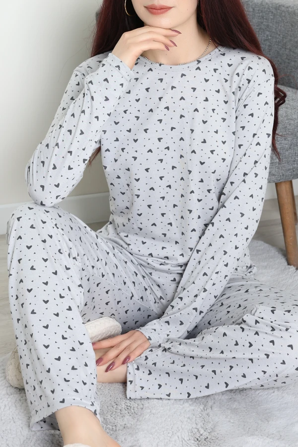Bisiklet Yaka Uzun Kol Pijama Takımı Grikalp - 780.1287.