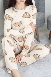 Bisiklet Yaka Uzun Kol Pijama Takımı Ayıkafa - 780.1287.