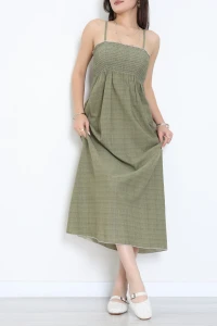 Gipeli İp Askılı Elbise Haki - 41848.1723.