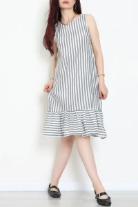 Altı Fırfırlı Elbise Beyazfüme - 41851.1723.