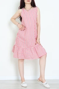 Altı Fırfırlı Elbise Beyazkırmızı - 41851.1723.