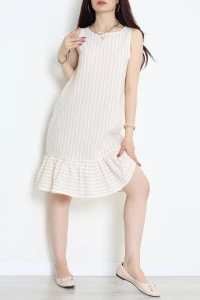 Altı Fırfırlı Elbise Beyazbej - 41851.1723.