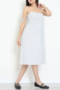 İp Askı Gipeli Kısa Elbise Gri - 41856.1723.