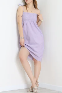 İp Askı Gipeli Kısa Elbise Lila - 41856.1723.