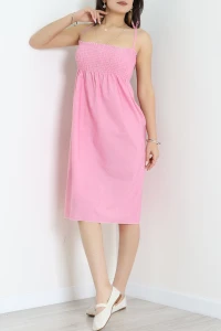 İp Askı Gipeli Kısa Elbise Pembe - 41856.1723.