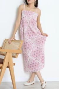 Desenli Gipeli Elbise Beyazçiçek - 41858.1723.