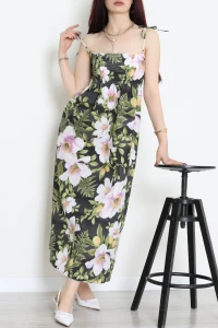 Desenli Gipeli Elbise Yeşilçiçek - 41858.1723.