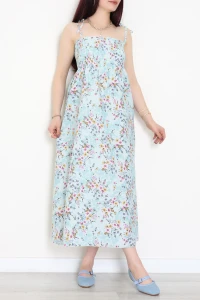 Desenli Gipeli Elbise Maviçiçekli - 41858.1723.