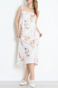 Desenli Gipeli Elbise Ekruyavruağzı - 41858.1723.