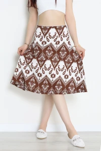 Desenli Bürümcük Etek Kahverengi - 42920.1567.