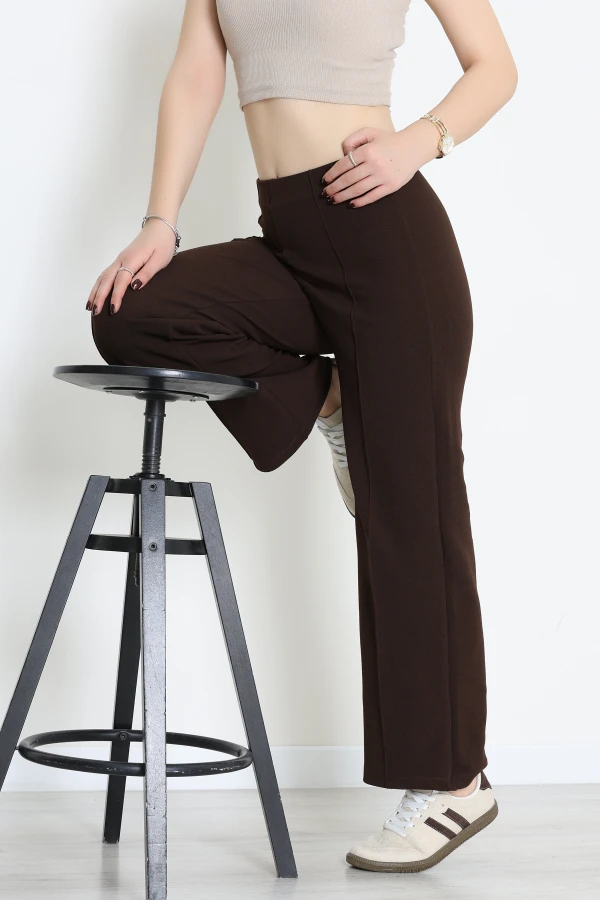 Zra Krep Lastikli Çımalı Pantolon Acıkahve - 51251.1837.