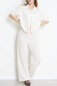 Gömlekli Keten İkili Takım Kırıkbeyaz - 70958.701.