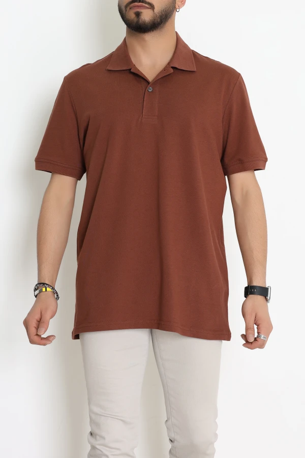 Polo Yaka Penye Pike Erkek Tişört Kahve - 71139.1871.