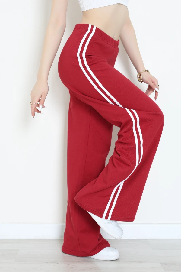 Çift Şeritli 2 İplik Eşofman Altı Bordo - 2000.1238.