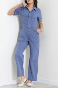 Kısa Kollu Tensel Tulum İndigo - 2525.1367.