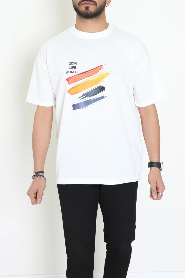 Wortex Oversize Erkek Tişört Beyaz - 31693.1878.