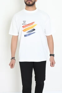 Wortex Oversize Erkek Tişört Beyaz - 31693.1878.