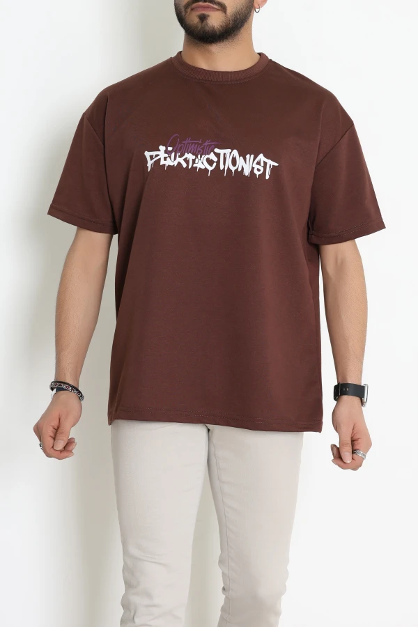 Wortex Oversize Erkek Tişört Kahve - 31694.1878.
