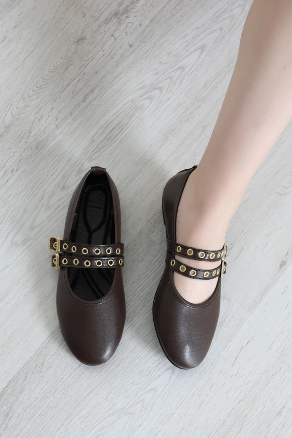 Çift Tokalı Babet Acıkahve - 32004.1932.