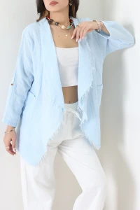 Müslin Kumaş Saçaklı Ceket Bebemavi - 346.1238.