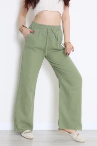 Müslin Bol Paça Pantolon Haki - 349.1238.