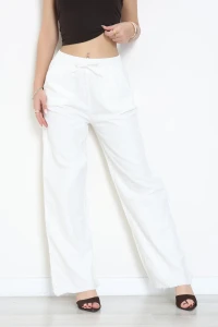 Müslin Bol Paça Pantolon Beyaz - 349.1238.