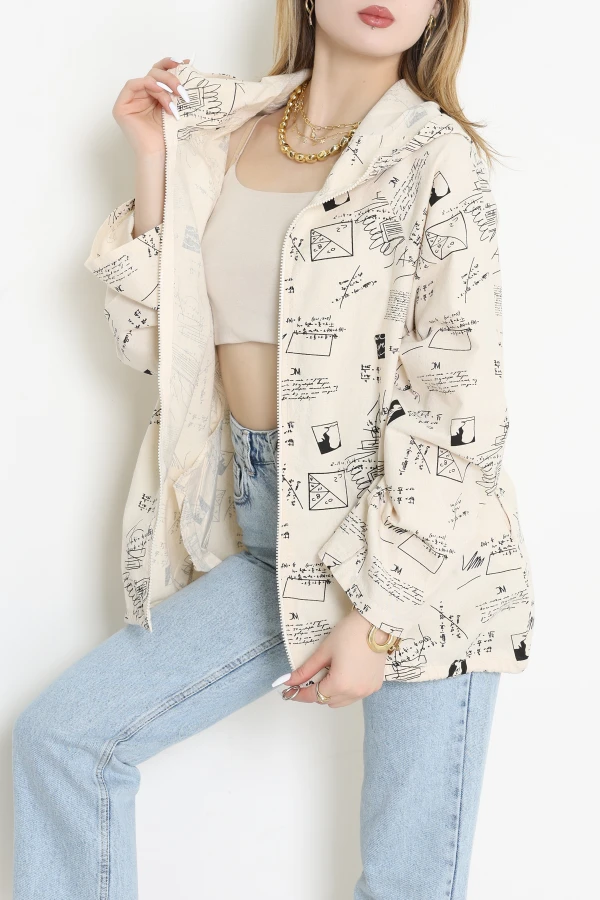 Baskılı Salaş Ceket Bej - 397.1238.