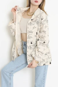 Baskılı Salaş Ceket Bej - 397.1238.