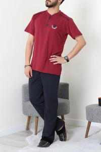 Süprem Kısa Kollu Erkek Pijama Takımı Bordolaci - 41986.1048.