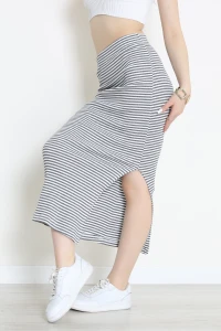 Çizgili Kaşkorse Etek Fümebeyaz - 42016.1567.