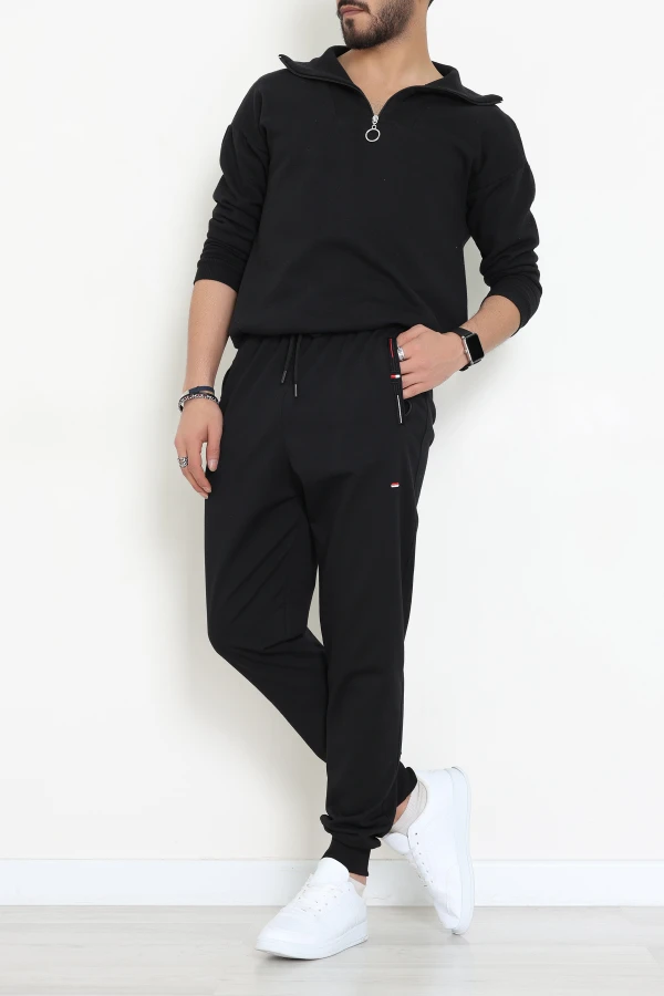 2 İplik Erkek Eşofman Altı Siyahkırmızı - 42166.2066.