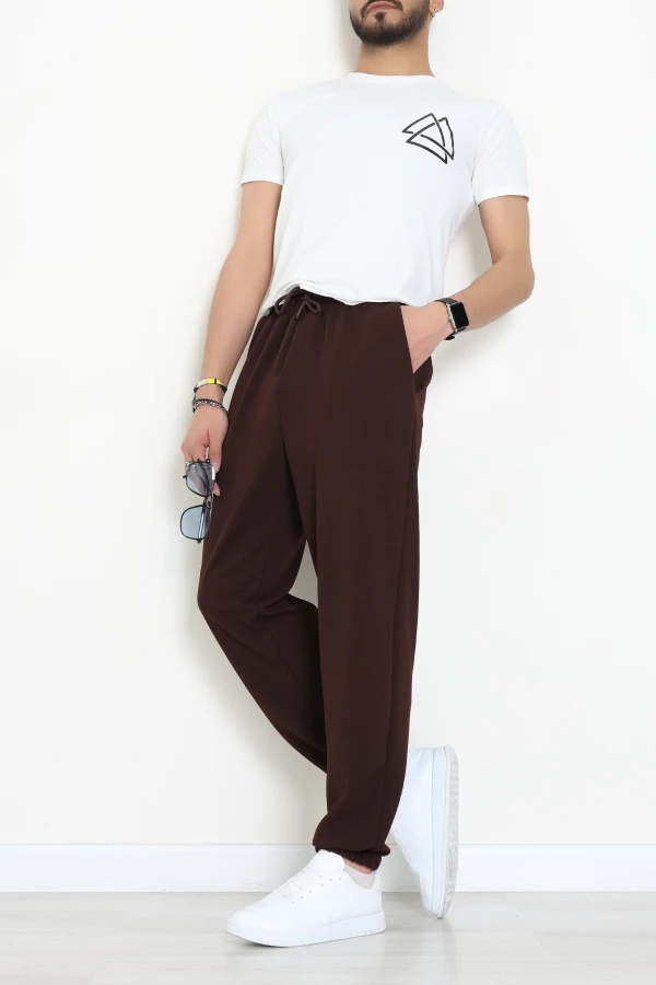 Zra Krep Likralı Paça Lastikli Erkek Günlük Pantolon Koyukahve - 42591.1837.