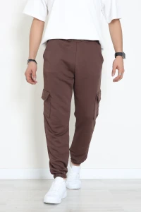 3 İplik Şardonsuz Kargo Cepli Erkek Eşofman Altı Kahve - 42811.1878.