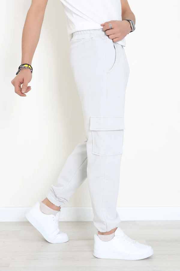 3 İplik Şardonsuz Kargo Cepli Erkek Eşofman Altı Boyalıgri - 42811.1878.