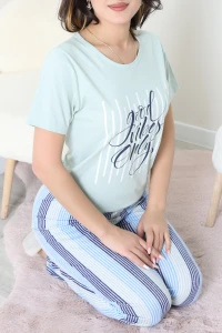Süprem Baskılı Pijama Takım Mint - 50774.1773.