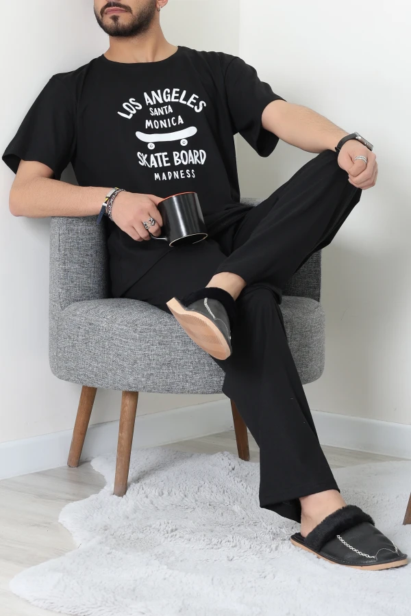 Kısa Kollu Süprem Erkek Pijama Takımı Siyah - 70946.1961.