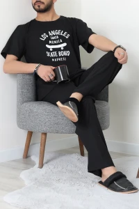 Kısa Kollu Süprem Erkek Pijama Takımı Siyah - 70946.1961.