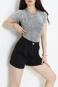 Asit Yıkamalı Kaşkorse Çıtçıtlı Body Gri - 71065.1748.