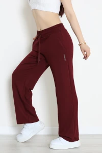 Modal Baskılı Bol Paça Eşofman Altı Bordo - 71112.102.