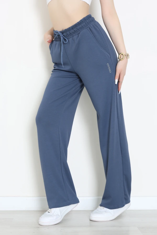 Modal Baskılı Bol Paça Eşofman Altı İndigo - 71112.102.