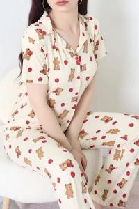 Milan Kumaş Düğmeli Pijama Takımı Tenayı - 750.1287.