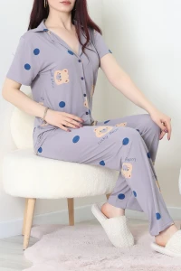 Milan Kumaş Düğmeli Pijama Takımı Griayı - 750.1287.