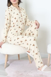 Milan Düğmeli Pijama Takımı Kahveayı - 7511.1287.