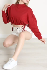 Yanları Bağçıklı 3 İplik Sweat Bordo - 0008.1238.