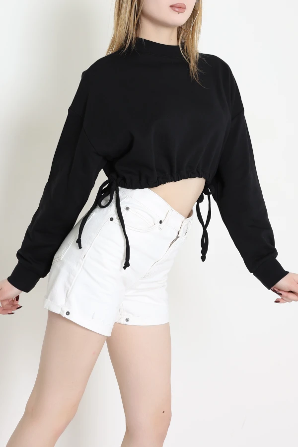 Yanları Bağçıklı 3 İplik Sweat Siyah - 0008.1238.