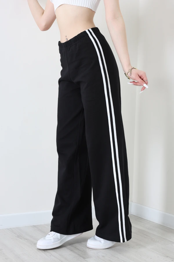 Çift Şeritli 2 İplik Eşofman Altı Siyah - 2000.1238.