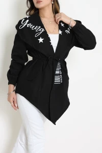 Bağlamali Gabardin Ceket Siyah - 215.1238.