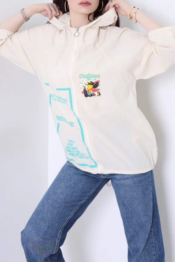 Baskılı Salaş Ceket Bej - 276.1238.